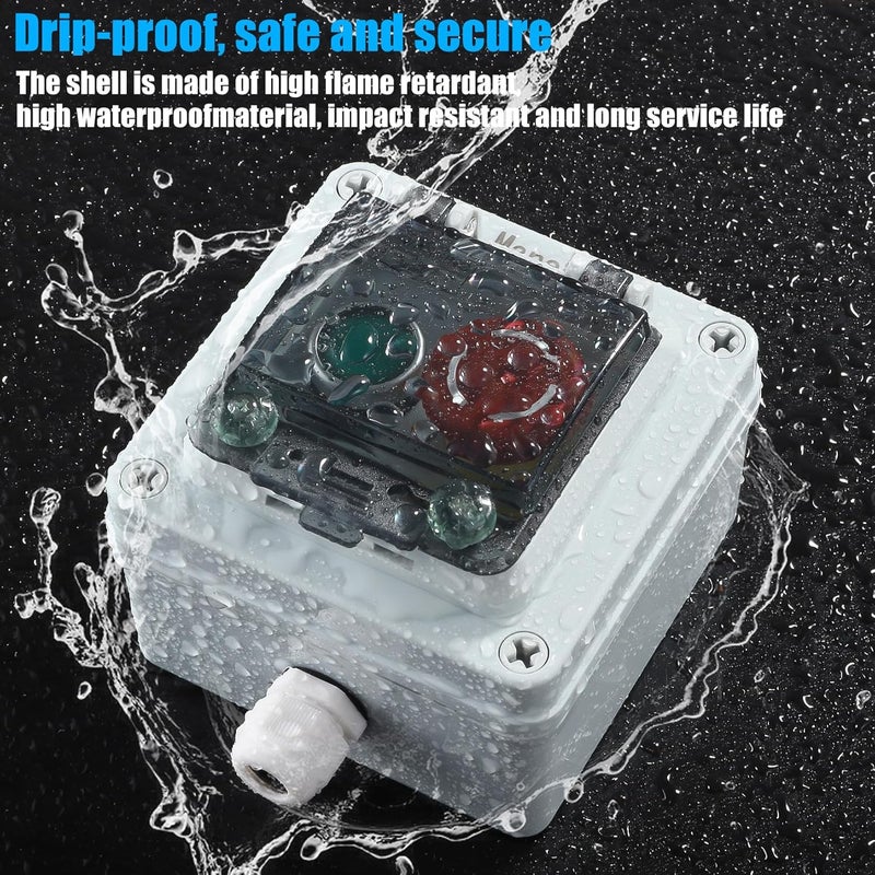 Manesi IP67 Outdoor Waterproof Box 2 Push Button (Letter) Emergency Stop Button Momentary Push Button Button with Protective Cover Anti-misoperation Switch - Image 3